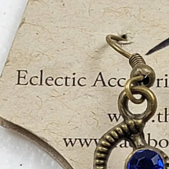 The Wired Bird Bronze Tone Blue Rhinestone Butterfly Charm Necklace/Earrings Set - Picture 7 of 11